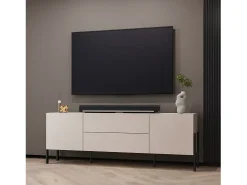 Meublorama Móvel para TV SALMA – 2 portas & 2 gavetas Push-to-Open – & preto fosco, 207×70×40 cm^ Móvel De Tv