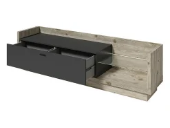 Meublorama Móvel para TV XL 220cm. Coleção CORK. Cores Pinho e cinza antracite.^ Móvel De Tv