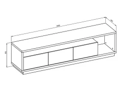 Móvel De Tv*Meublorama Móvel para TV XL 200cm coleção CLARA. Cor carvalho e branco brilhante. Castanho