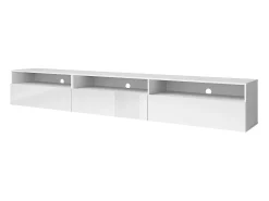 Móvel De Tv|Meublorama Móvel para TV XL 270cm para colocar ou suspender coleção RAMOS. Cor brilhante. Branco