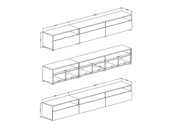 Móvel De Tv|Meublorama Móvel para TV XL 270cm para colocar ou suspender coleção RAMOS. Cor brilhante. Branco