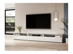 Móvel De Tv|Meublorama Móvel para TV XL 270cm para colocar ou suspender coleção RAMOS. Cor brilhante. Branco
