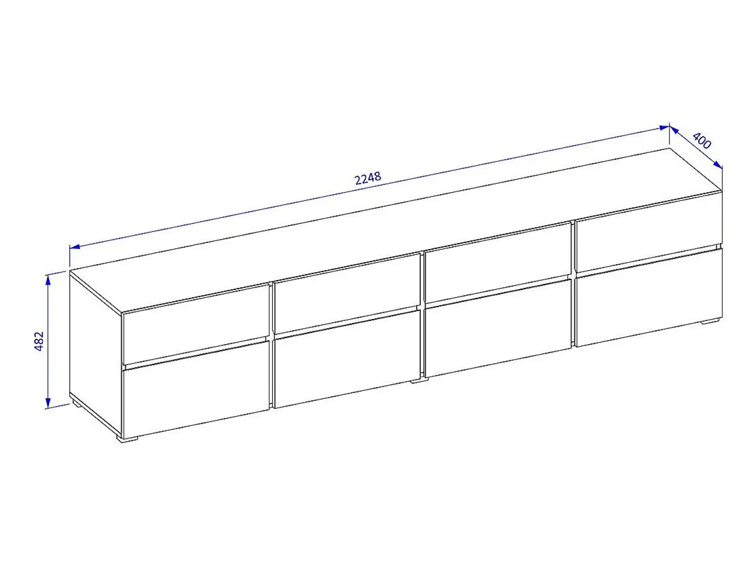 Discount Meublorama Móvel para TV XL na cor sálvia, 225cm, coleção HAVANA. Móvel design com 4 portas e 4 gavetas. Verde