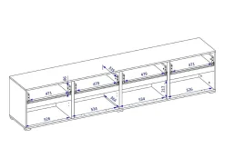 Discount Meublorama Móvel para TV XL na cor sálvia, 225cm, coleção HAVANA. Móvel design com 4 portas e 4 gavetas. Verde