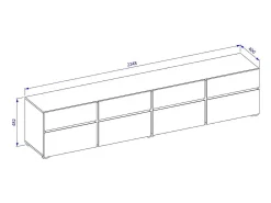 Discount Meublorama Móvel para TV XL na cor sálvia, 225cm, coleção HAVANA. Móvel design com 4 portas e 4 gavetas. Verde