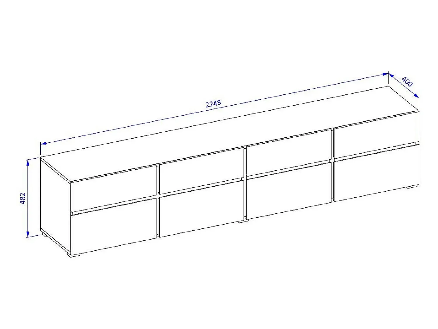 Discount Meublorama Móvel para TV XL na cor sálvia, 225cm, coleção HAVANA. Móvel design com 4 portas e 4 gavetas. Verde
