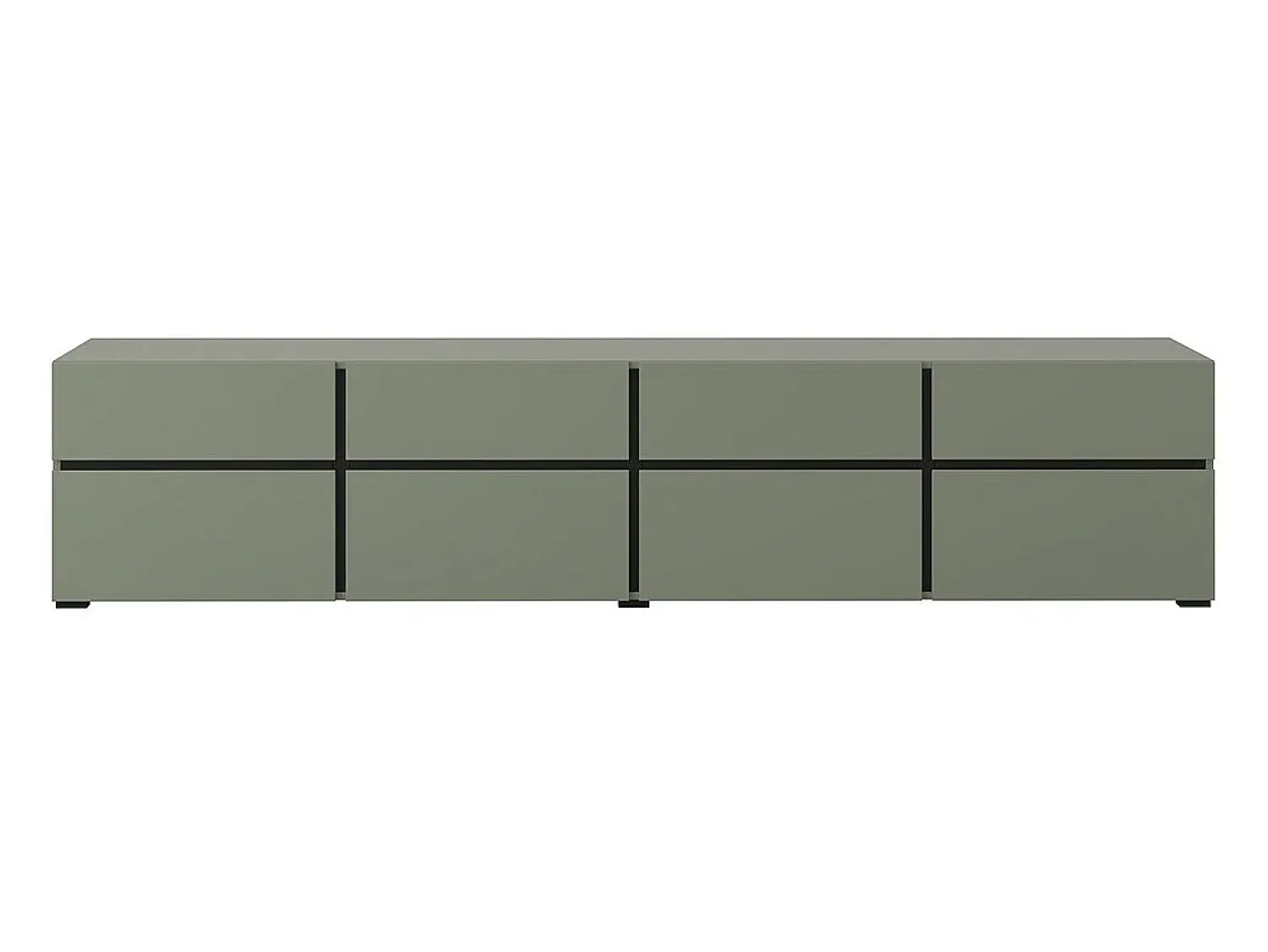 Discount Meublorama Móvel para TV XL na cor sálvia, 225cm, coleção HAVANA. Móvel design com 4 portas e 4 gavetas. Verde