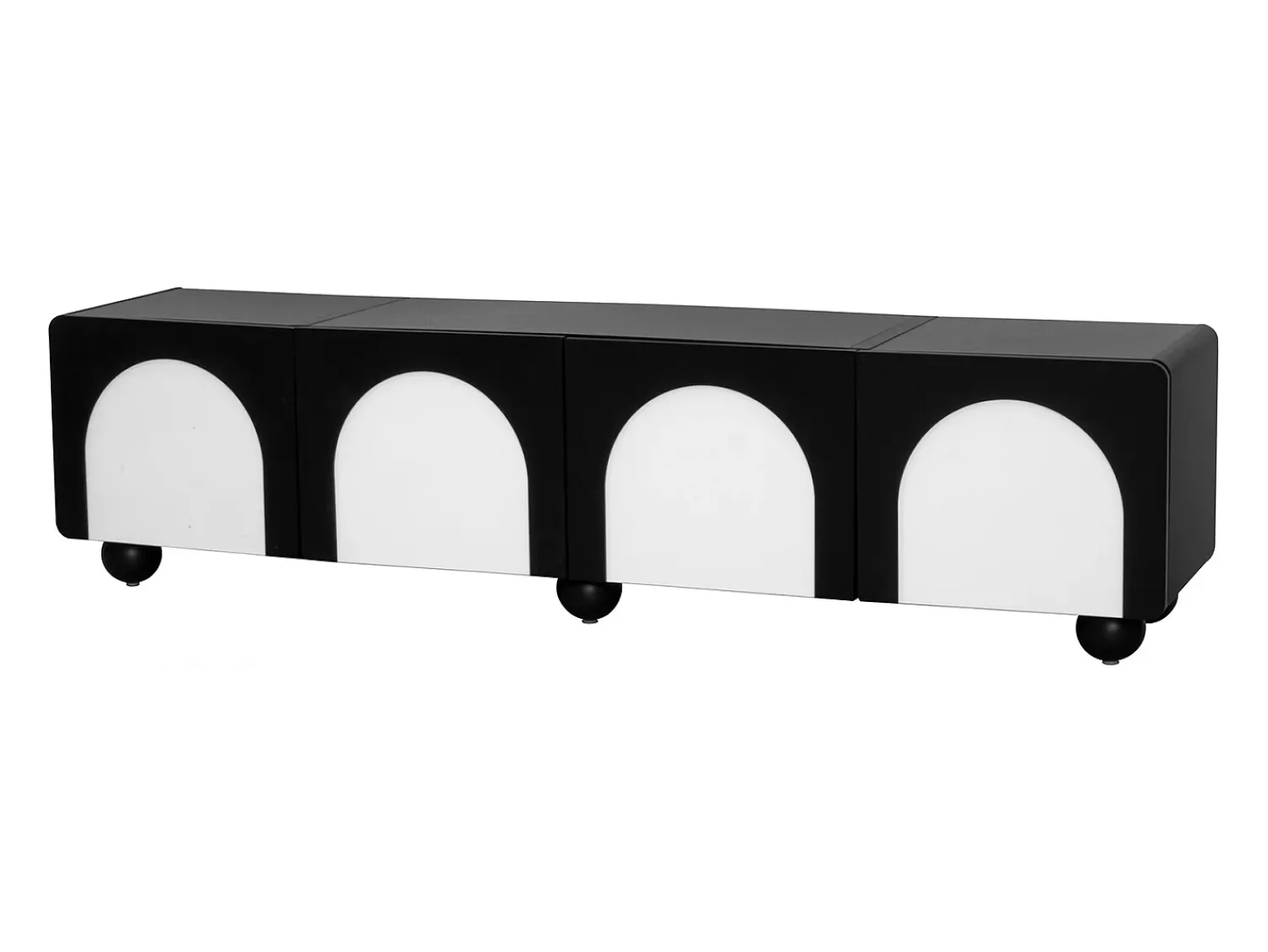 ModernLuxe Móvel para TV 180x38x45 cm - 2 gavetas e 2 portas - Design bicor - Pés redondos - MDF + painéis de partículas - Preto e branco^ Móvel De Tv