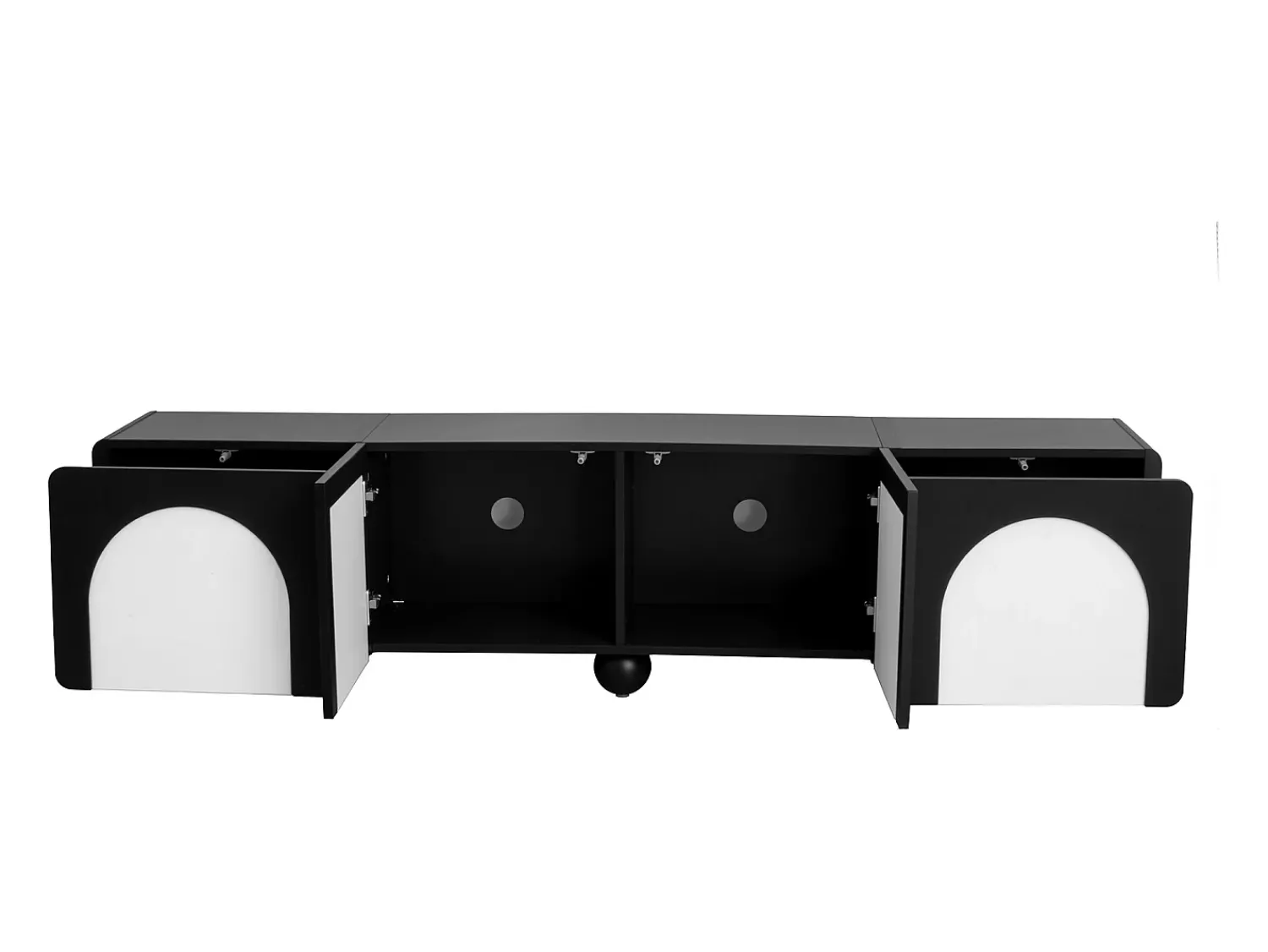 ModernLuxe Móvel para TV 180x38x45 cm - 2 gavetas e 2 portas - Design bicor - Pés redondos - MDF + painéis de partículas - Preto e branco^ Móvel De Tv