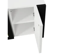Móvel De Tv|ModernLuxe Móvel para TV 165x32x55 cm - 2 portas - Com lareira elétrica efeito chama - Sem aquecimento - Branco + Preto Preto / Branco
