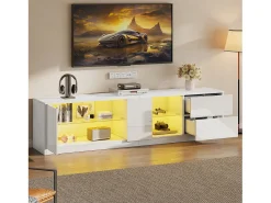 ModernLuxe Móvel para TV 160x40x52 cm - alto brilho - com LED - adequado para televisores de 65
