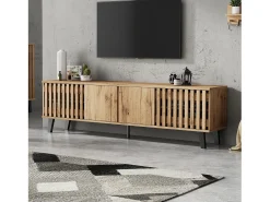 ModernLuxe Móvel para TV 180x40x55 cm - com 4 portas - Estilo escandinavo - Natural^ Móvel De Tv