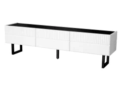 Móvel De Tv|ModernLuxe Móvel para TV 170x35x47cm - com 3 gavetas - Tampo laqueado brilhante - Pés de ferro - MDF - Branco e preto Preto / Branco