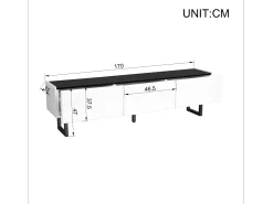Móvel De Tv|ModernLuxe Móvel para TV 170x35x47cm - com 3 gavetas - Tampo laqueado brilhante - Pés de ferro - MDF - Branco e preto Preto / Branco