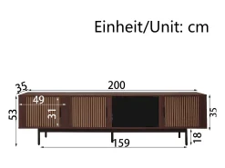 ModernLuxe Móvel para TV 159x35x53cm - com LED - com 2 portas - textura listrada - estilo rústico - marrom^ Móvel De Tv