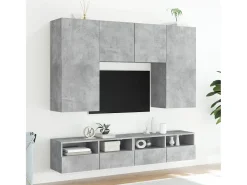 Móvel De Tv* Móvel parede p/ TV 100x30x30 cm derivados madeira cinza cimento PT184439 Cinzento