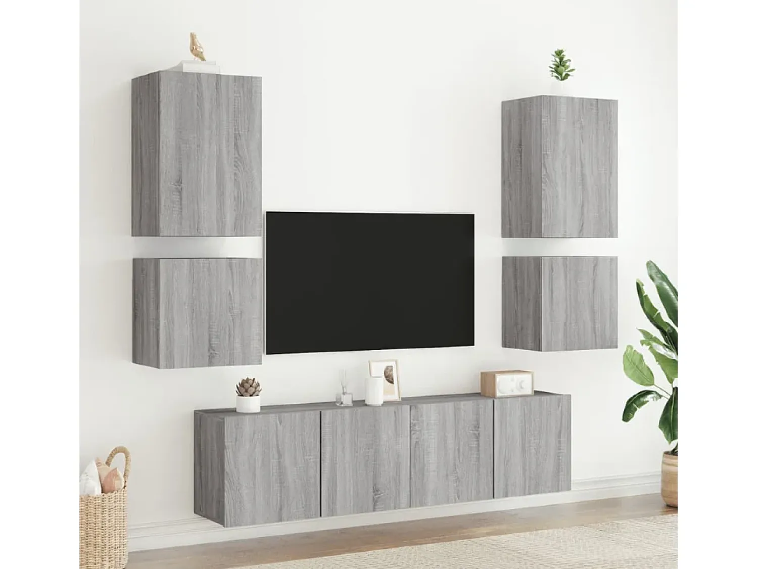 Móvel De Tv| Móvel parede TV 40,5x30x40 cm derivados de madeira cinza sonoma PT987067 Cinzento