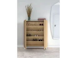 Móvel De Arrumação|Sapateira|Herdasa Móvel sapateira/armário - A112cm x C90cm x P27cm carvalho dourado pés - Volda Branco