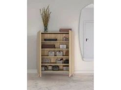 Móvel De Arrumação|Sapateira|Herdasa Móvel sapateira/armário - A109cm x C90cm x P27cm carvalho dourado portas impression serrado - Narvik Natural escuro