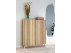 Móvel De Arrumação|Sapateira|Herdasa Móvel sapateira/armário - A109cm x C90cm x P27cm carvalho dourado portas impression serrado - Narvik Natural escuro