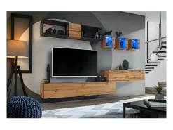 Móvel De Tv|Price Factory Móvel suspenso para TV na cor carvalho Wotan de 120cm, coleção SWITCH. Castanho