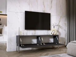Móvel De Tv| Móvel TV : Antracite, patas cromadas, 140 x 52 x 32 cm Cinzento