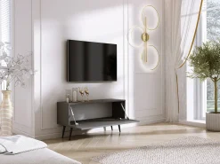 Móvel De Tv| Móvel TV : Antracite, patas pretas, 100 x 52 x 32 cm Cinzento