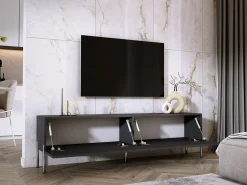 Móvel De Tv* Móvel TV : Antracite, patas retas cromadas, 170 x 52 x 32 cm Cinzento