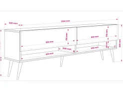 Online Móvel TV : Antracite, pernas pretas abertas, LED branco, 170 × 32 × 52 cm Cinzento