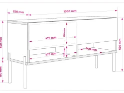 Móvel De Tv| Móvel TV : Antracite, pernas pretas retas, 100 × 32 × 52 cm Cinzento