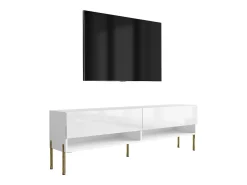 Móvel De Tv| Móvel TV : Fosco / Brilhante, pernas retas douradas, 170 × 32 × 52 cm Branco
