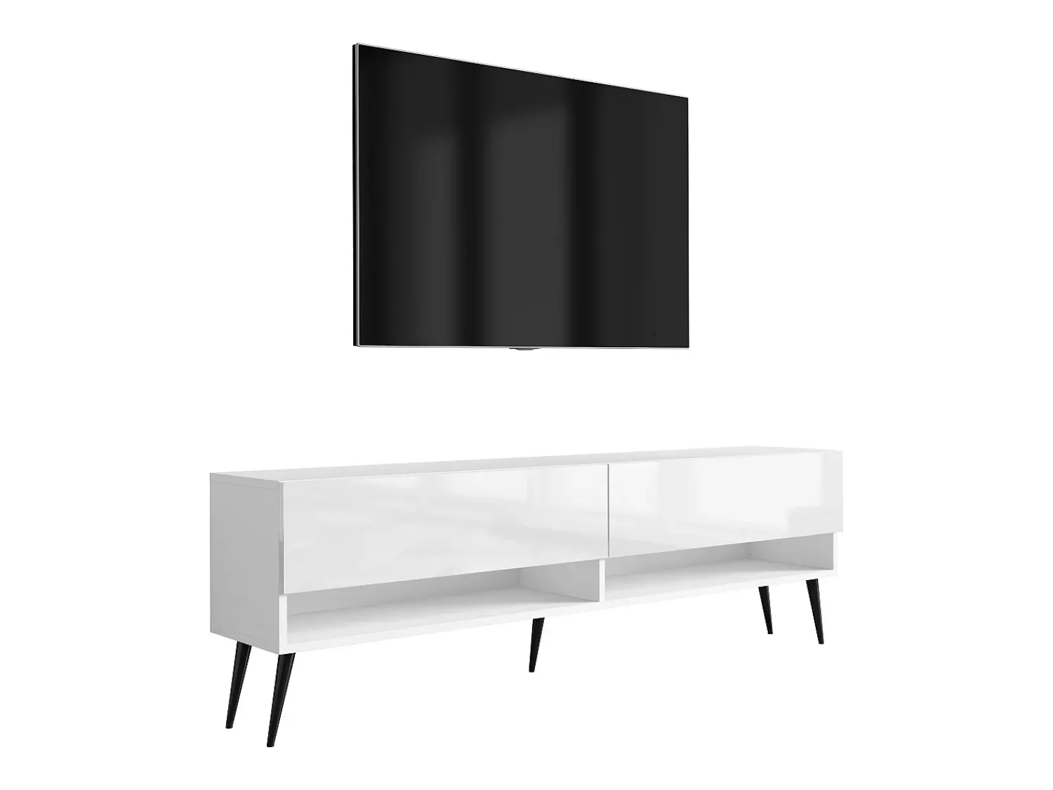 Móvel TV : Fosco / Brilhante, pernas pretas abertas, 170 × 32 × 52 cm^ Móvel De Tv