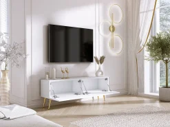 Móvel De Tv* Móvel TV : Fosco / Brilhante, patas douradas, 140 x 52 x 32 cm Branco