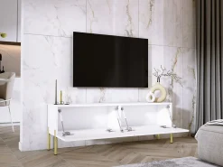 New Móvel TV : Fosco / Brilhante, patas dourados, 140 x 52 x 32 cm Branco