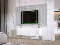 Móvel De Tv| Móvel TV : Fosco, patas cromadas, 100 x 52 x 32 cm Branco