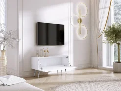 Outlet Móvel TV : Fosco, patas cromadas, 100 x 52 x 32 cm Branco