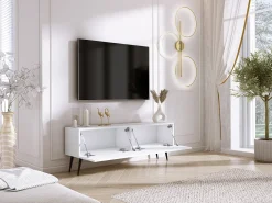Móvel De Tv| Móvel TV : Fosco, patas pretas, 140 x 52 x 32 cm Branco