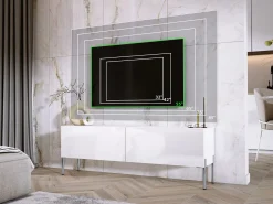 Móvel De Tv| Móvel TV : Fosco, patas cromadas, 140 x 52 x 32 cm Branco