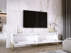 Online Móvel TV : Fosco, patas douradas, 170 x 52 x 32 cm Branco