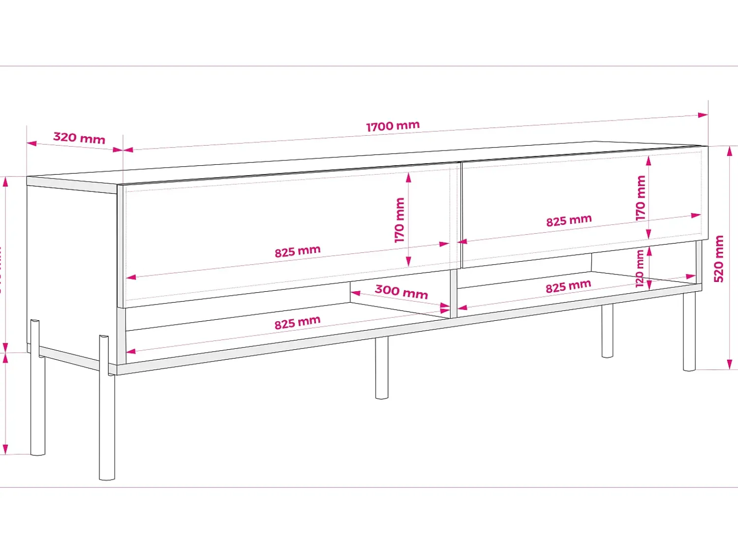 Móvel De Tv* Móvel TV : Fosco, pernas retas douradas, 170 × 32 × 52 cm Branco