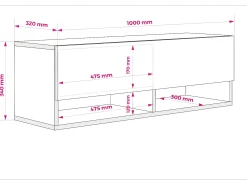 Clearance Móvel TV : Carvalho Craft, LED branco, 100 × 32 × 34 cm Castanho
