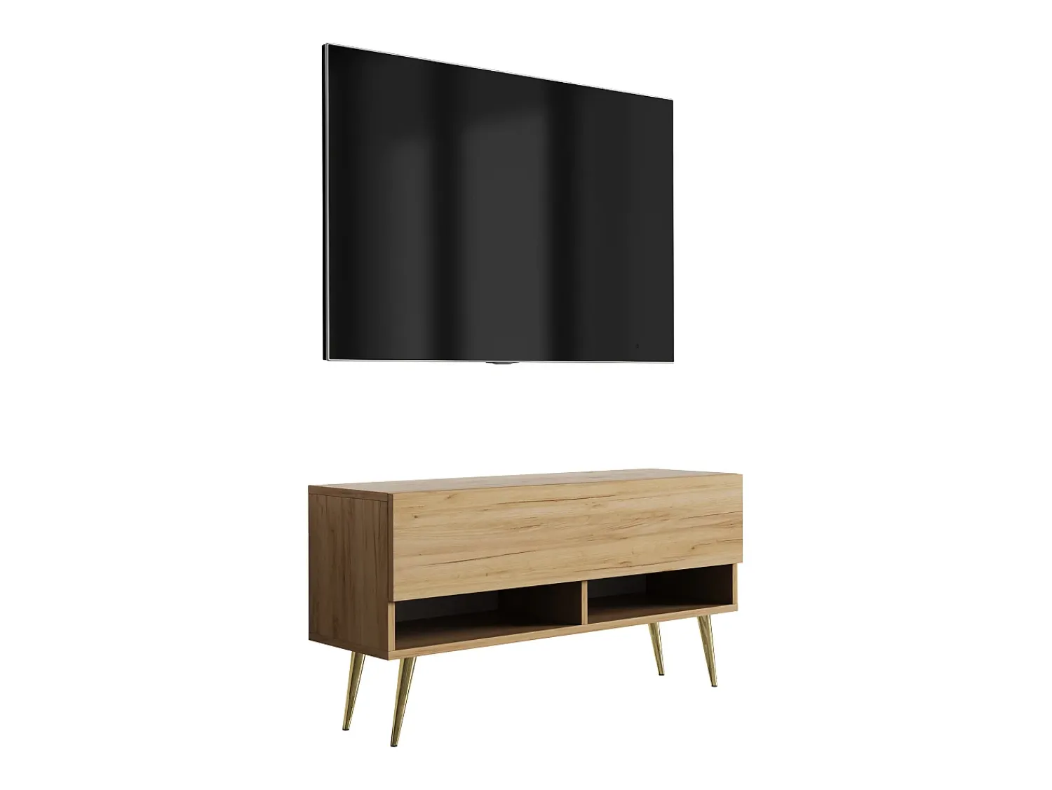 Móvel TV : Carvalho Craft, pernas douradas abertas, 100 × 32 × 52 cm^ Móvel De Tv