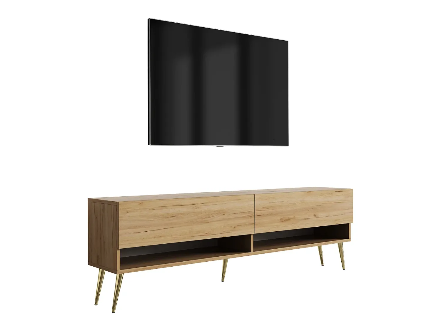 Móvel TV : Carvalho Craft, pernas douradas abertas, 170 × 32 × 52 cm^ Móvel De Tv