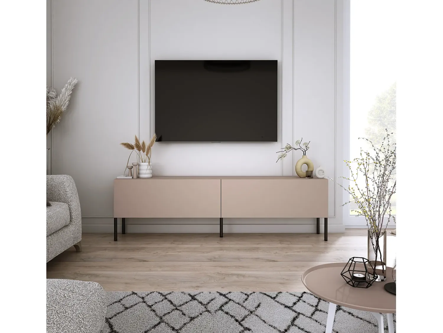 Móvel TV : Caramelo, 140 x 52 x 32 cm, patas pretas^ Móvel De Tv