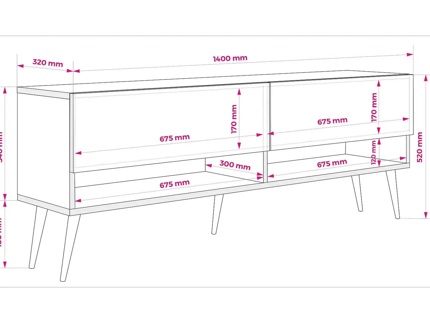 Móvel TV : Caxemira, pernas douradas abertas, 140 × 32 × 52 cm^ Móvel De Tv