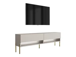 Móvel De Tv| Móvel TV : Caxemira, pernas retas douradas, LED branco, 170 × 32 × 52 cm Bege