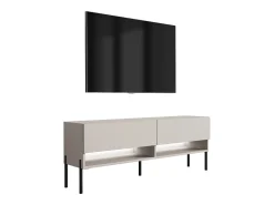 Outlet Móvel TV : Caxemira, pernas pretas retas, LED branco, 140 × 32 × 52 cm Bege