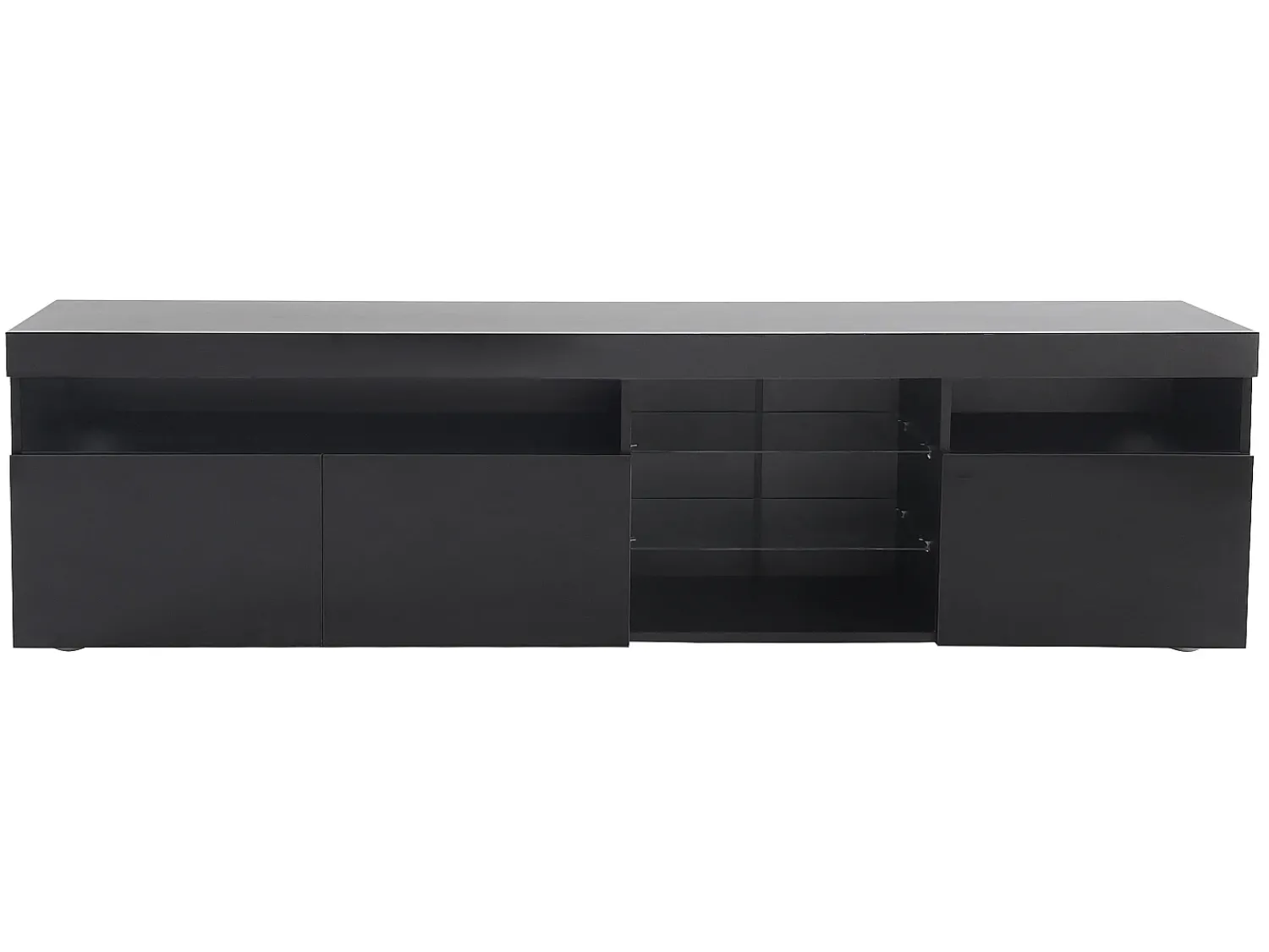 Móvel De Tv*Merax Móvel TV 180 cm - 3 portas e 3 nichos - LEDs - lacado brilhante Preto