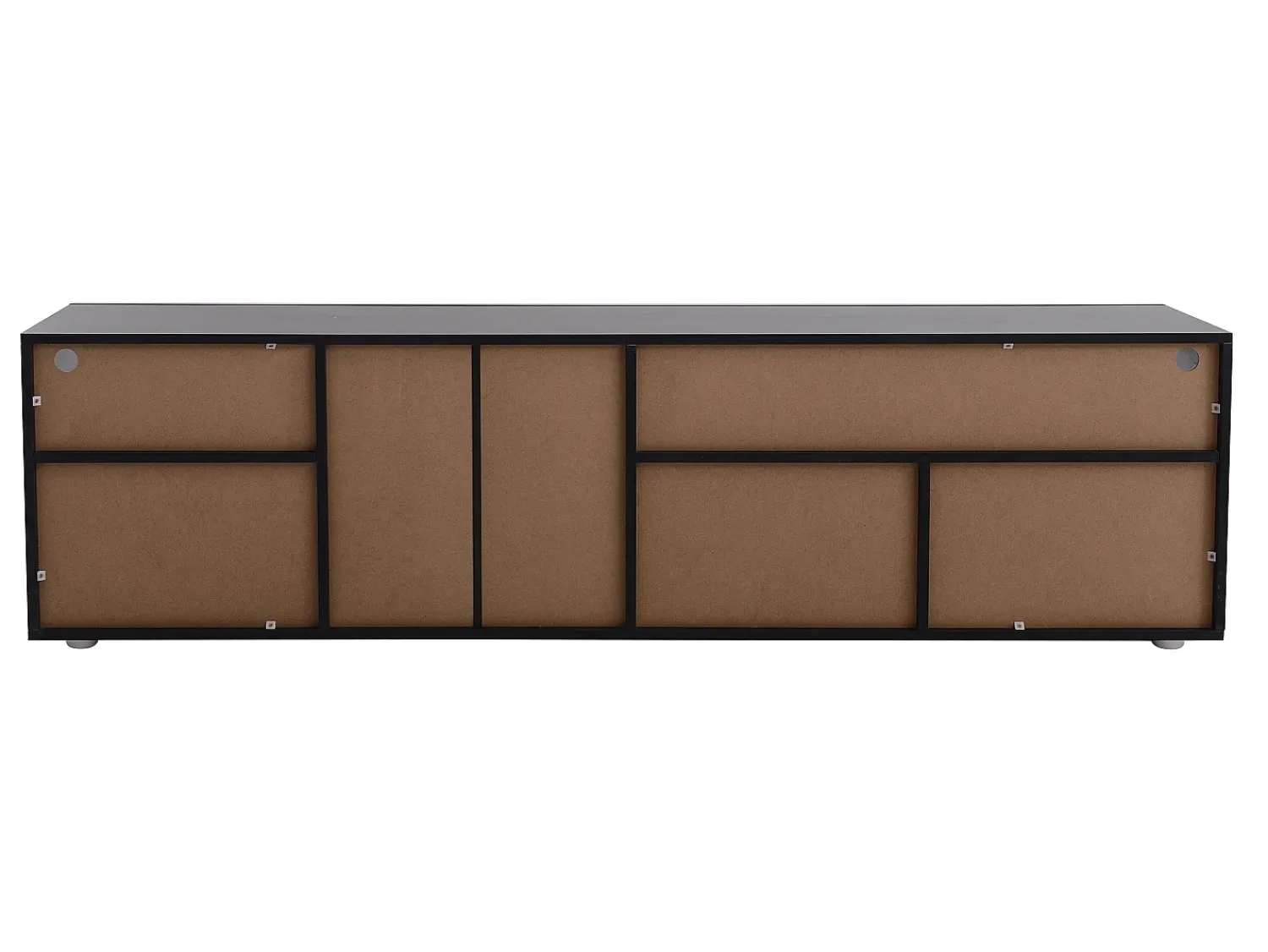 Móvel De Tv*Merax Móvel TV 180 cm - 3 portas e 3 nichos - LEDs - lacado brilhante Preto