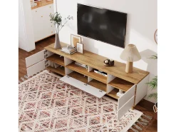 Móvel De Tv|Merax Móvel TV 175 cm - 5 portas e 2 nichos - MDF - e cor natural Branco